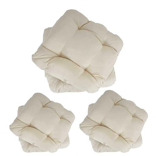 Decoshop26 6x coussins de chaise de jardin terrasse balcon 41x38x8cm tissu crème 04_0002595