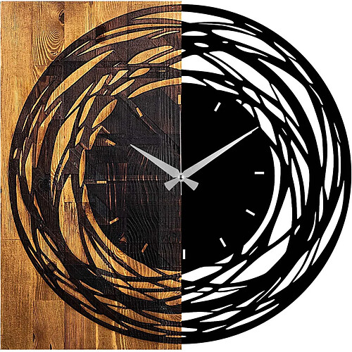 Hanah Home Horloge en bois et métal Clock Rond.