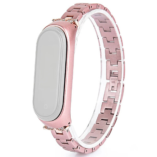 Bracelet en métal avec chaîne décorée de strass, or rose pour votre Xiaomi Mi Band 5/6