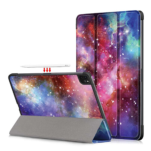 Etui en PU Impression de motifs avec support tri-pliure nébuleuse pour votre Apple iPad Pro 11 pouces (2021)/(2020)/(2018)/Air (2020)