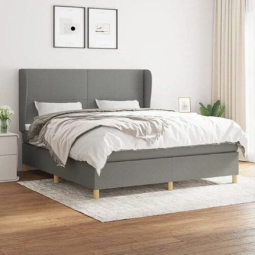 Maison Chic Lit Adulte - Lit simple Lit à sommier tapissier avec matelas moelleux - Meuble de Chambre - Gris foncé 160x200cm Tissu -MN85631