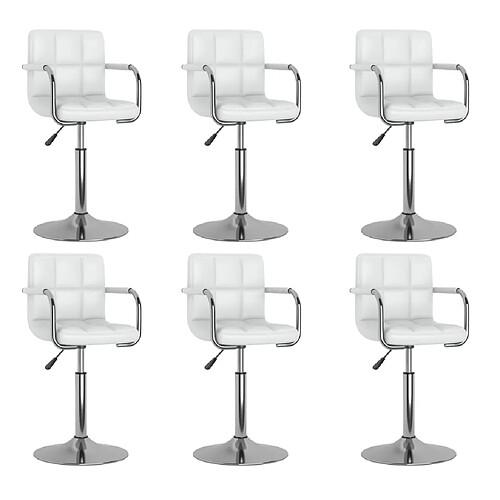 vidaXL Chaises pivotantes à manger lot de 6 blanc similicuir