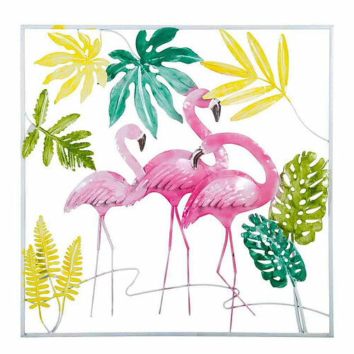 Décoration murale Alexandra House Living Multicouleur Métal Flamant rose 5 x 81 x 81 cm