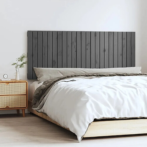 Maison Chic Tête de lit scandinave pour lit adulte,Meuble de chambre murale Gris 147x3x60 cm Bois massif de pin -MN82646