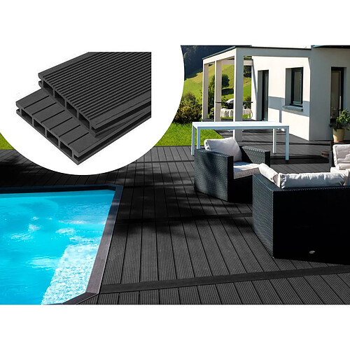 Habitat Et Jardin Pack 10 m² - Lames de terrasse composite alvéolaires - Ardoise