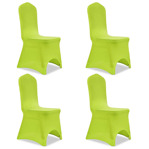 Decoshop26 Housse de chaise extensible 4 pcs vert DEC022366