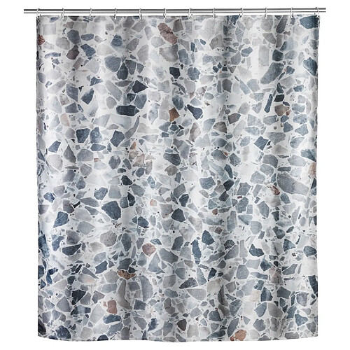 WENKO Rideau de douche design Terrazzo - Polyester - 180 x 200 cm - Gris