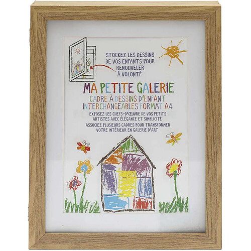 Sil Cadre pour dessins d'enfant en MDF 25 x 4.5 x 34 cm naturel.