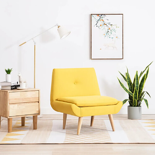 vidaXL Fauteuil sans accoudoirs jaune tissu