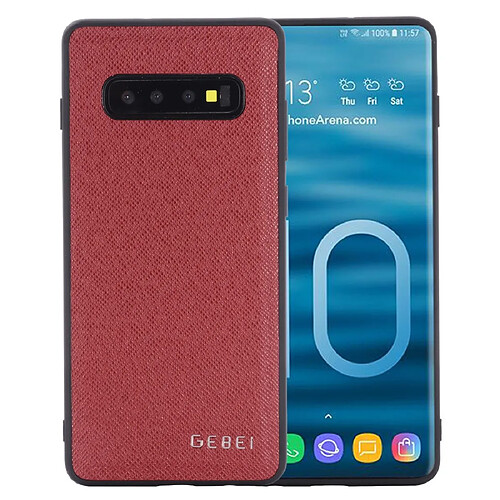 Wewoo Coque Souple Pour Galaxy S10 + GEBEI Etui de protection en cuir antichoc sur toute la surface rouge