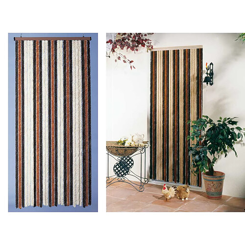 JARDIéco Rideau de porte chenille Florence Beige Bronze Brun - 100 x 220 cm