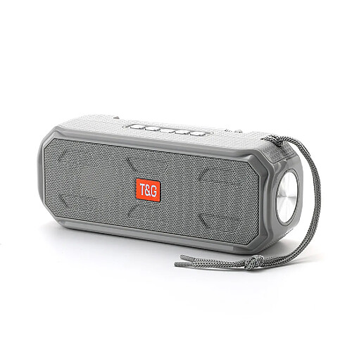 Universal Haut-parleur Bluetooth rechargeable à l'énergie solaire Subwoofer stéréo sans fil Boîte à musique extérieure portable avec lampe de poche Radio FM | Haut-parleur portable (gris)