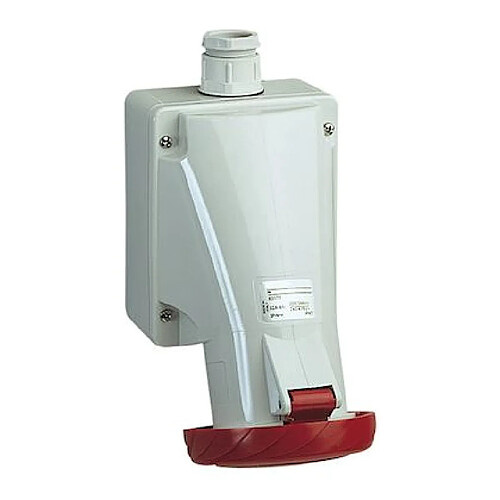 socle de prise - inclinée - pratika - 32a - 3p+n+t - ip67 - rouge - schneider electric 83171