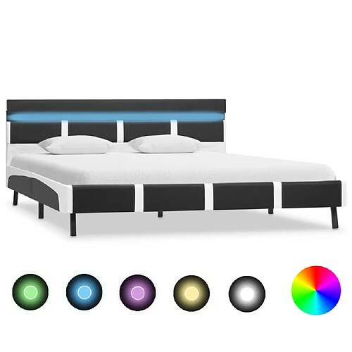 vidaXL Cadre de lit avec LED sans matelas gris similicuir 140x200 cm