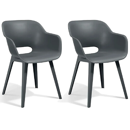 Keter Chaises d'extérieur Akola lot de 2 Gris