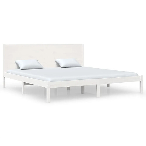 Maison Chic Lit Moderne Chambre - Cadre/structure de lit pour adulte Blanc Bois massif 180x200 cm Super King -MN88768