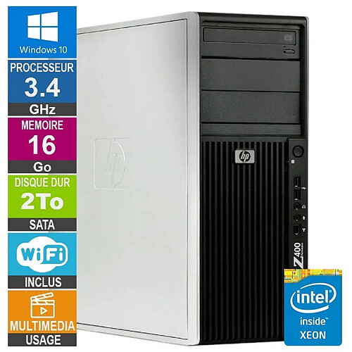 HP Z400 W3565 3.46GHz 16Go/2To Quadro 600 Wifi W10 · Reconditionné