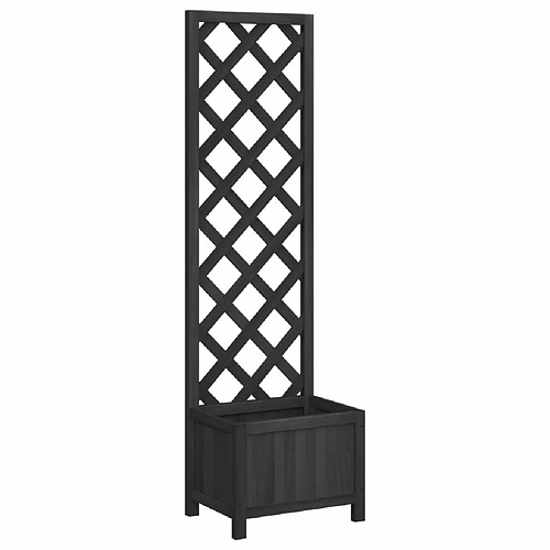 Maison Chic Jardinière,Bac à fleurs avec treillis - pot de fleur noir bois massif de sapin -GKD70627