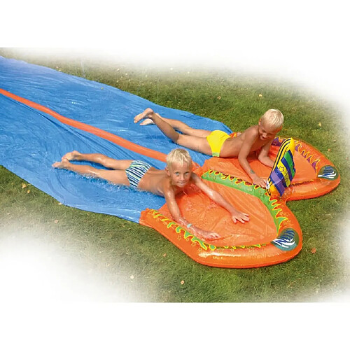 WEHNCKE Toboggan aquatique double 650x180 cm Orange et bleu