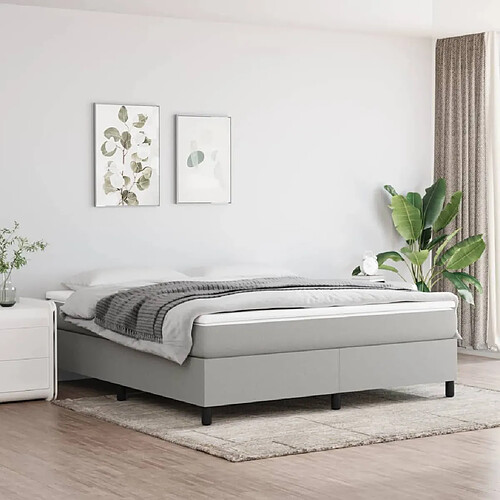 vidaXL Sommier à lattes de lit avec matelas Gris clair 180x200cm Tissu