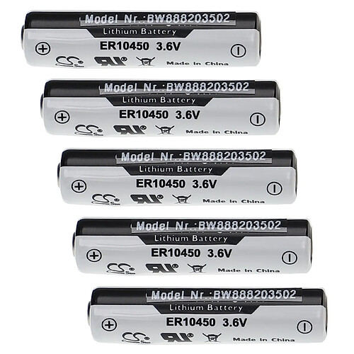 vhbw 5x Piles ER10450 - Piles primaires (700mAh, 3,6V, Li-SOCl2)