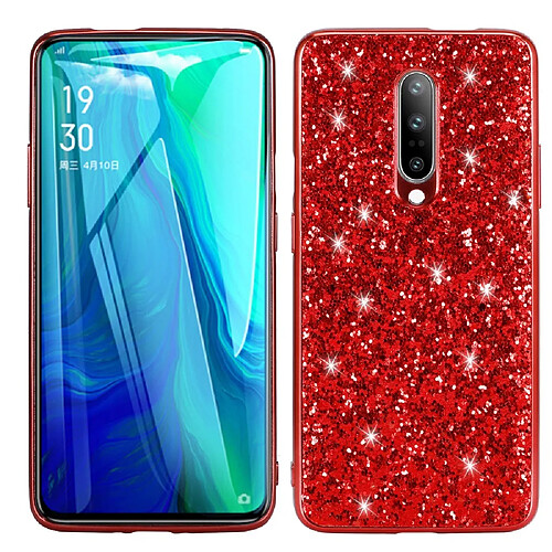 Coque en TPU cadre de paillettes scintillantes rouge pour votre OnePlus 8