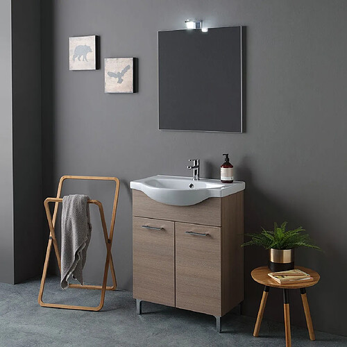 Kiamami Valentina MEUBLE LAVABO À POSER DE 65 CM EN CHÊNE NATUREL | RIMINI