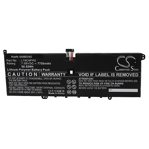 vhbw Batterie remplacement pour Lenovo L19C4PH2 pour ordinateur portable (7750mAh, 7,68V, Li-polymère)