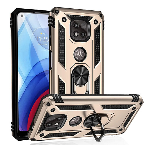 Coque en TPU Anti-chute hybride avec béquille or pour votre Motorola Moto G Power (2021)