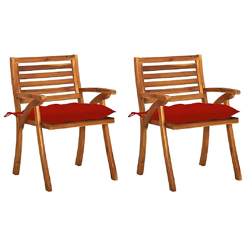 vidaXL Chaises à manger de jardin avec coussins lot de 2 Acacia massif