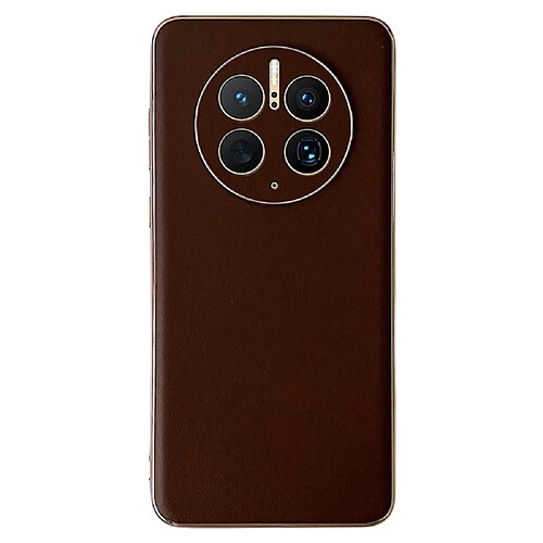 Coque en TPU + cuir véritable électroplaqué, anti-chute pour votre Huawei Mate 50 Pro 4G - café