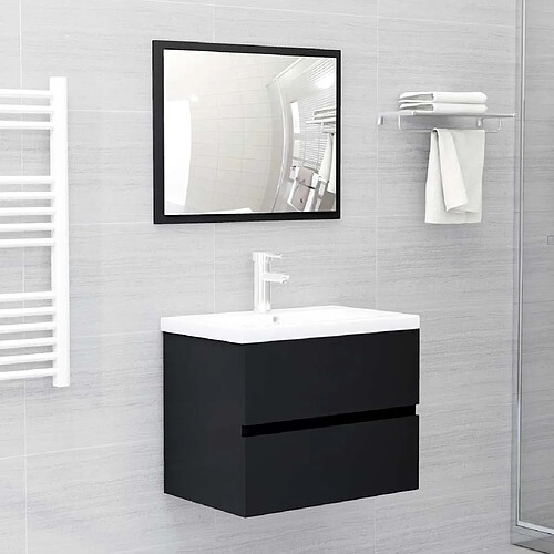 vidaXL Ensemble de meubles salle de bain 2 pcs noir bois d'ingénierie