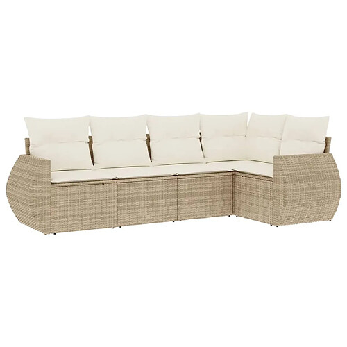 Maison Chic Salon de jardin avec coussins 5 pcs | Ensemble de Table et chaises | Mobilier d'Extérieur beige résine tressée -GKD39364