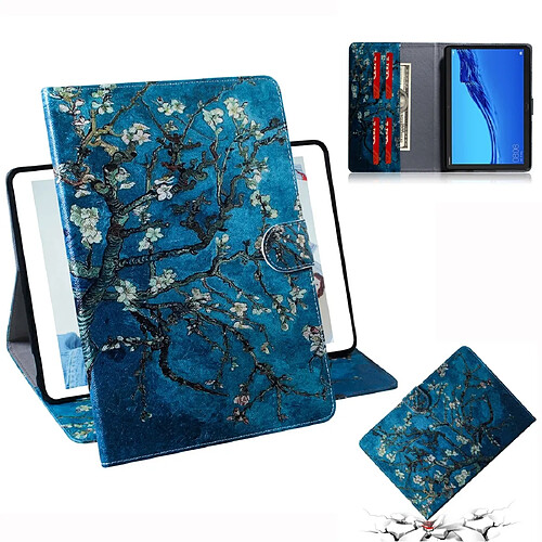 Wewoo Housse Coque Étui en cuir avec rabat horizontal pour Motif fleurs d'abricot Huawei MediaPad M5 Lite 10.1avec support et logement de carte et porte-monnaie