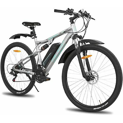 Vélo électrique HILAND 27,5/29", pour hommes et femmes, MTB, moteur 250 W, batterie lithium-ion 36 V/10,4 Ah, avec freins à disque, fourche suspendue