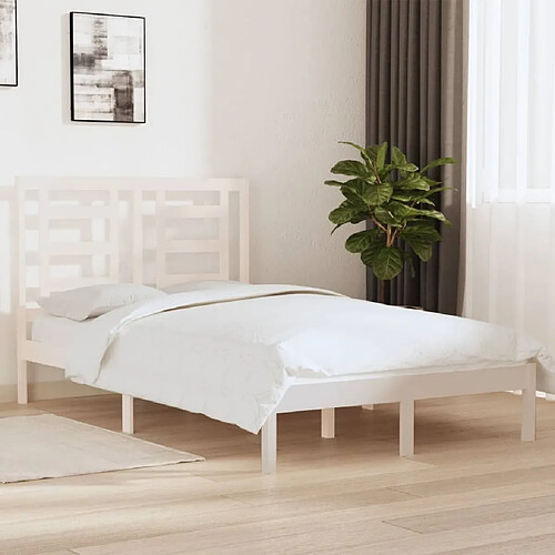 Maison Chic Lit adulte - Lit simple Cadre de lit,Structure du lit Contemporain Blanc Bois de pin massif 120x200 cm -MN64898