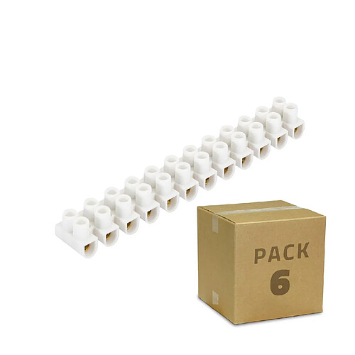 Ledkia Pack 6 Dominos de Connexion Électrique 12 Plots Blanc 6 mm