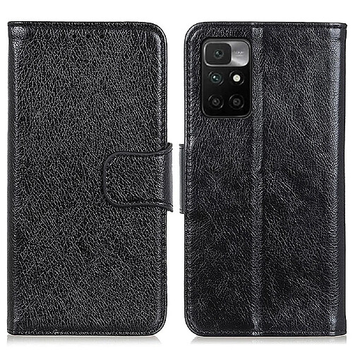 Etui en PU texture nappa avec support et porte-carte noir pour votre Xiaomi Redmi 10