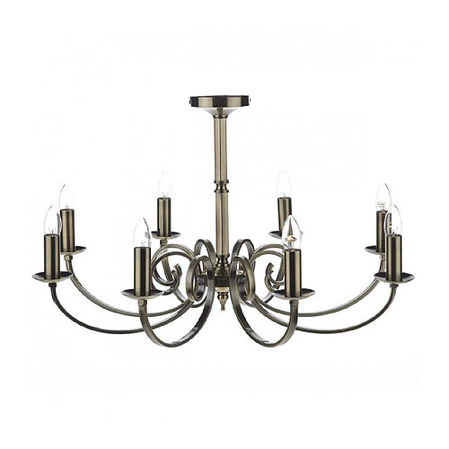 Luminaire Center Suspension Murray laiton antique 8 ampoules