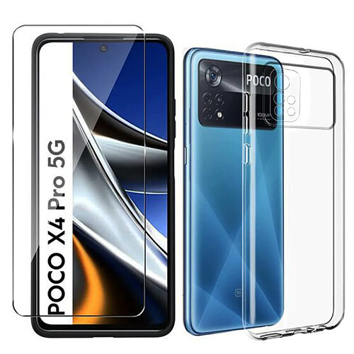 Film verre trempé pour Xiaomi Poco X4 PRO 5G 6.67" + Coque de protection souple -Visiodirect-