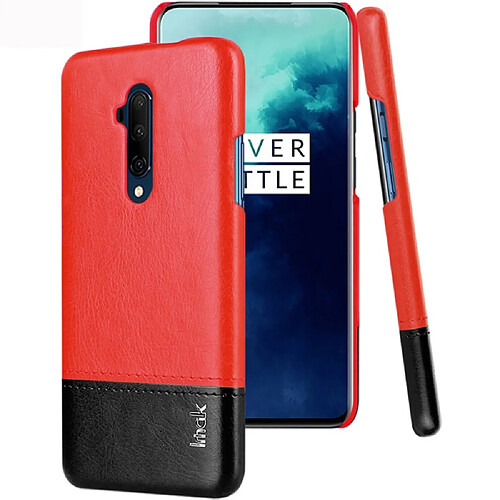 Imak Coque en TPU + PU antidéflagrant rigide rouge noir pour votre OnePlus 7T Pro