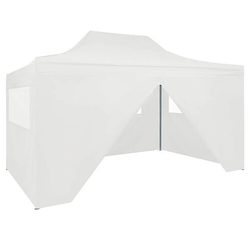 vidaXL Tente pliable de réception avec 4 parois 3 x 4,5 m Blanc