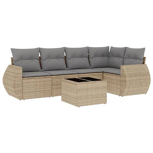 Maison Chic Salon de jardin avec coussins 6 pcs | Ensemble de Table et chaises | Mobilier d'Extérieur beige résine tressée -GKD18228