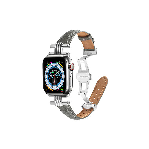 Eko Bracelet pour Apple Watch 38/40/41mm en cuir à boucle déployante Gris