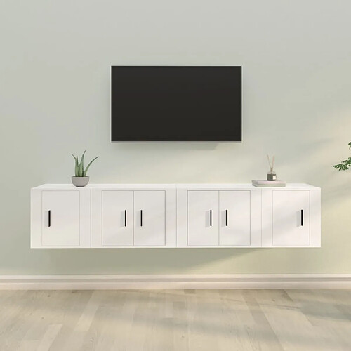 Maison Chic Ensemble de meubles TV 4 pcs pour salon - Blanc Bois d'ingénierie -MN76103