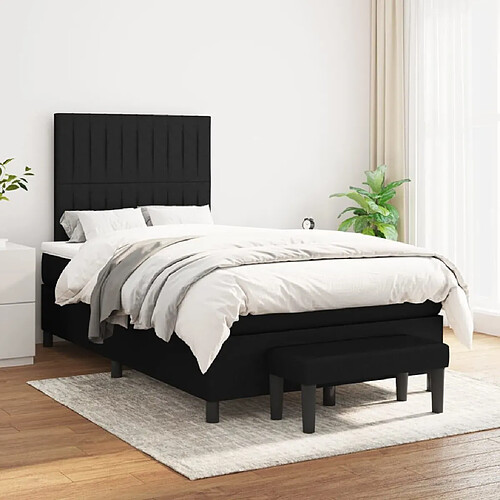 Maison Chic Lit Adulte - Lit simple Lit à sommier tapissier avec matelas moelleux - Meuble de Chambre - Noir 120x200 cm Tissu -MN42321