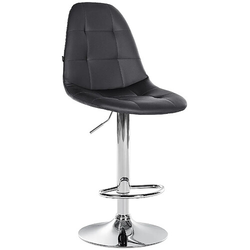 Decoshop26 Tabouret de bar x1 avec repose-pieds hauteur réglable pivotant assise en PVC noir cadre métallique chromé 10_0004826