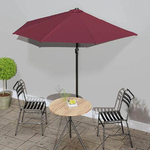 vidaXL Parasol de balcon mât en aluminium Bordeaux 270x144x222 cm Demi