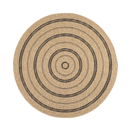 Avril Paris Tapis extérieur rond - 160cm - naturel - 100% polypropylène résistant aux UV - 1400 gr/m2 - NOUR