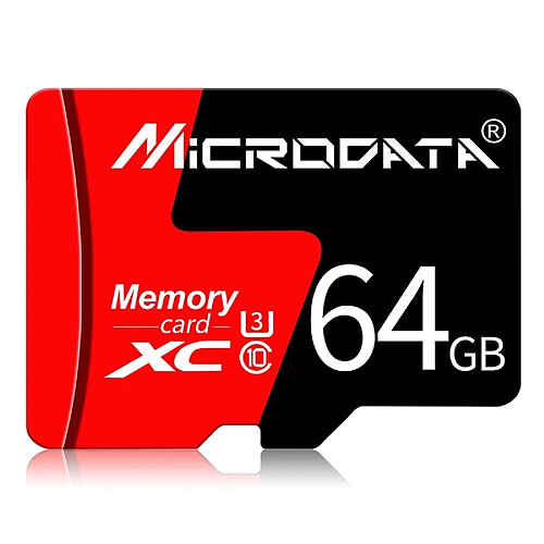 Wewoo Carte Micro SD mémoire MICRODATA 64 Go U3 rouge et noire TF SD